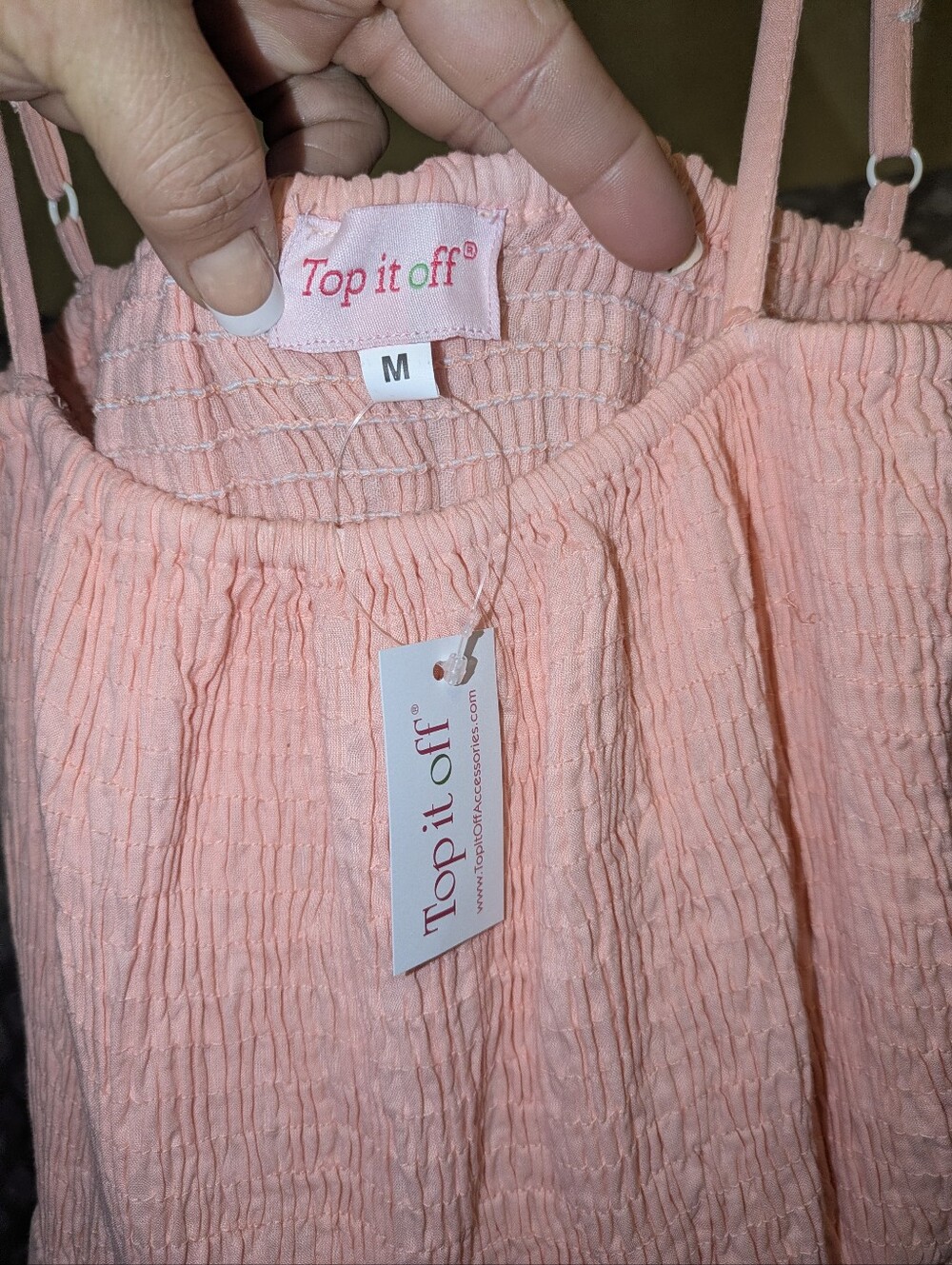 NWT Top It Off Peach Cotton Tiered Ric Rac Maxi Dress - Size M - Picture 5 of 8